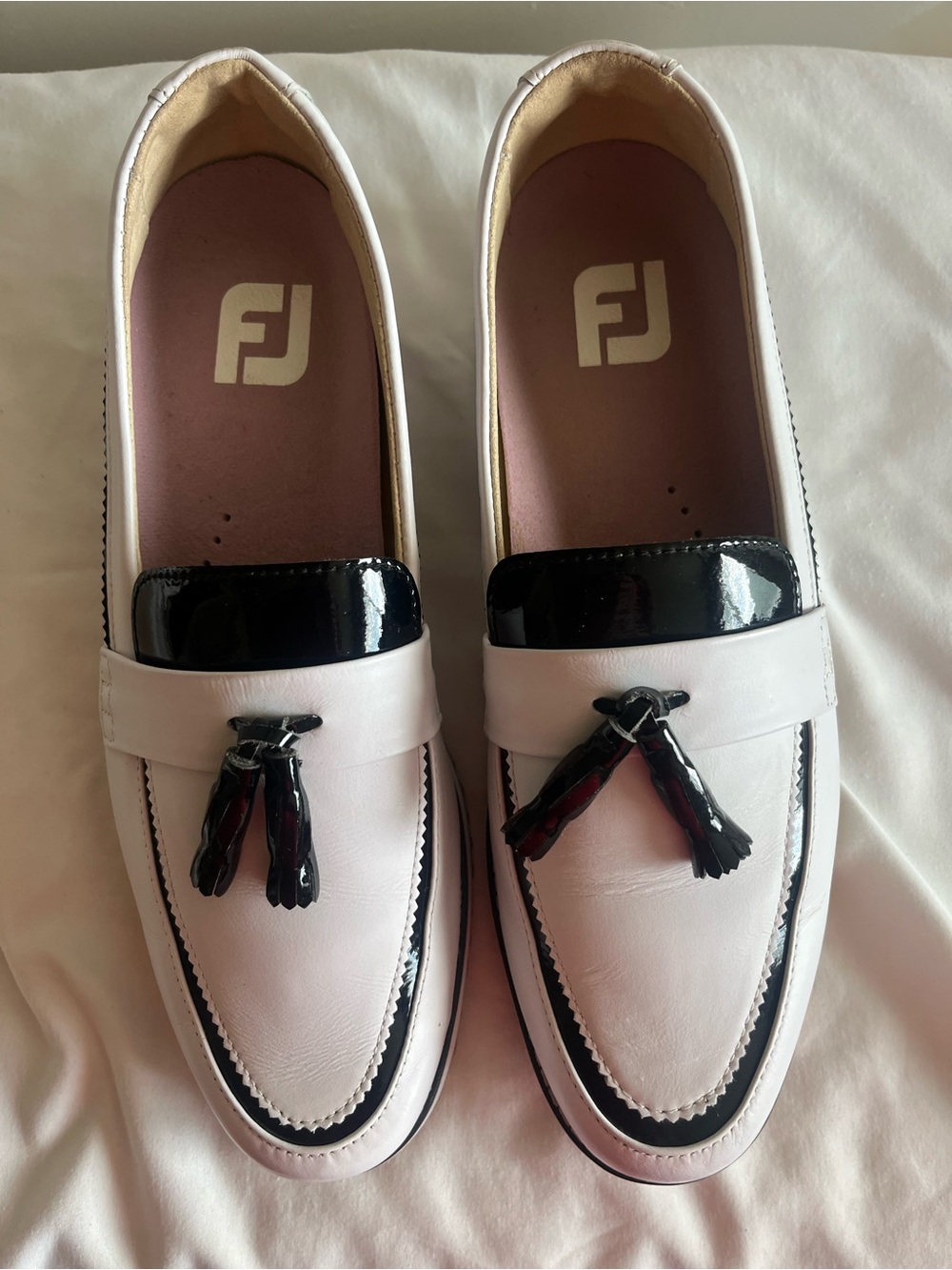 FootJoy Women’s White and Black Tassel Golf Loafers